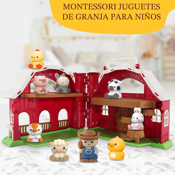 SpringFlower Juguetes Educativos Montessori de Granero Grande con Animales de Granja para niños