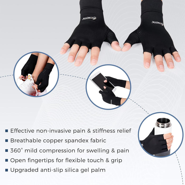 2 pares de guantes de cobre para la artritis para mujeres y hombres