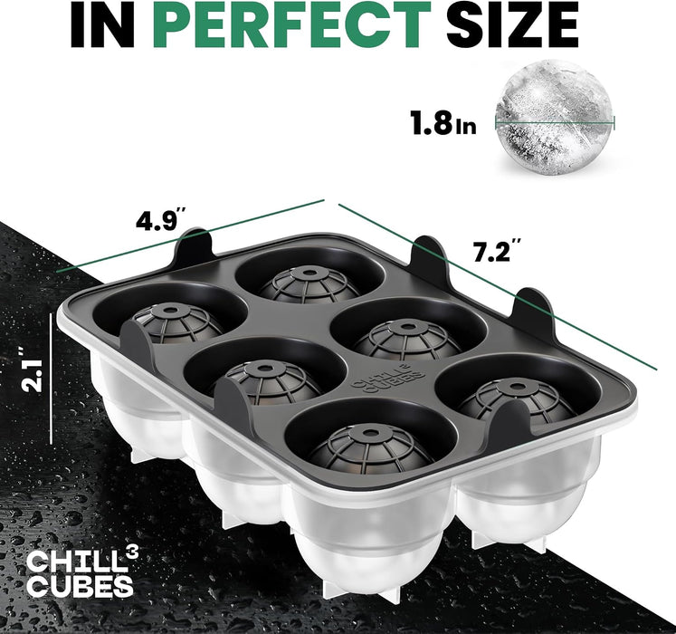 Bandejas redondas grandes para cubitos de hielo, juego de 2, moldes de silicona