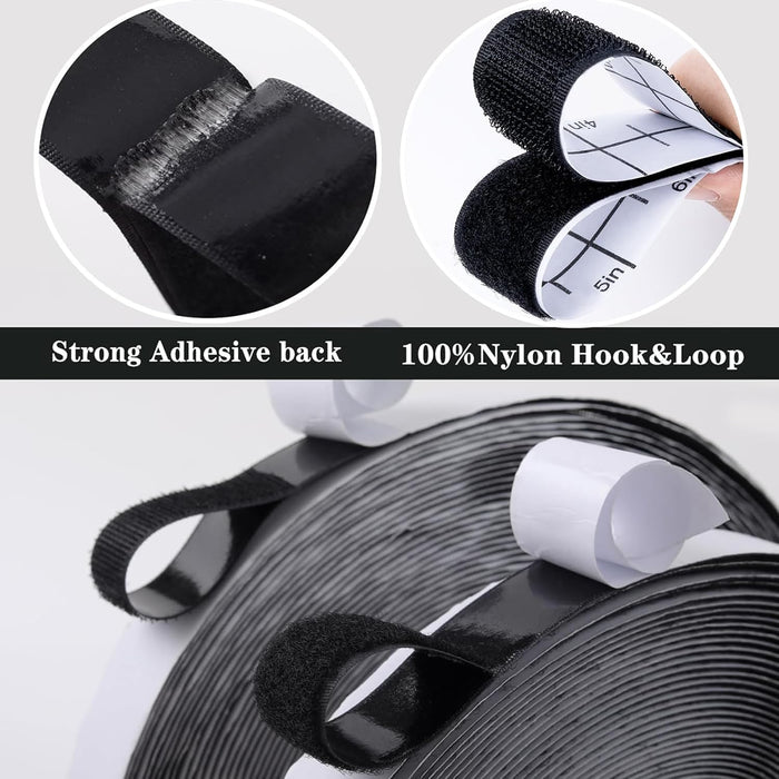 Navona Tiras de gancho y bucle de 30 pies x 1 pulgada con adhesivo
