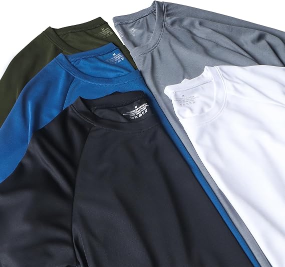 HovSiyla - Paquete de 5 camisetas para correr de hombre, tops deportivos, ajustados