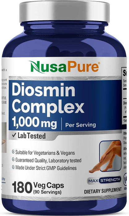 NusaPure Diosmin Complex 1,000 mg por porción 180 cápsulas vegetales