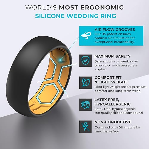 ThunderFit - Anillos de silicona para hombre con ranuras de aire