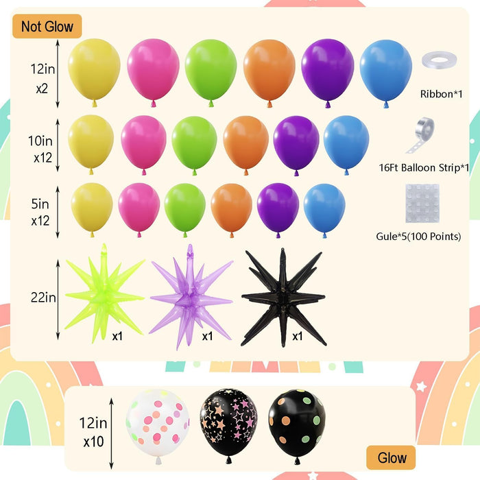 Kit de guirnalda de arco de globos de neón de 190 piezas