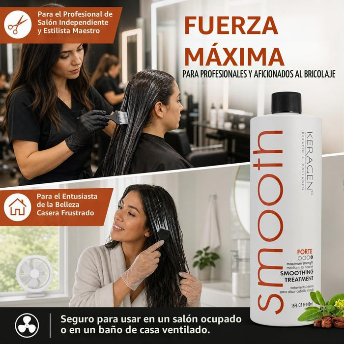 KERAGEN Tratamiento capilar de queratina alisadora brasileña Forte, sin sulfatos 448ml