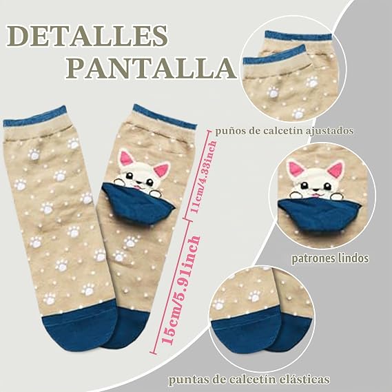 Chalier Calcetines Divertidos para Mujer Cómodos Lindos Estampados con Patrones Divertidos
