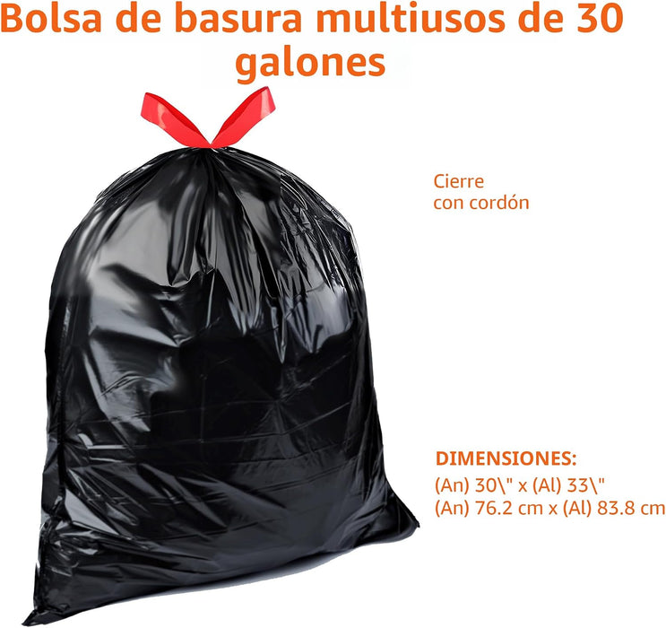 Amazon Basics Bolsas de basura multiusos con cordón
