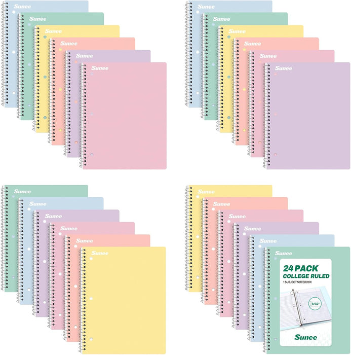 SUNEE 20 Cuadernos en espiral de 1 materia tamaño 8 x 10-1/2 pulgadas, 70 hojas por cuaderno