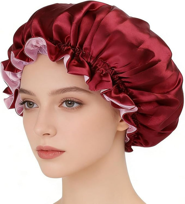 Gorro de satén suave al tacto para mujer, grande para el cuidado del cabello