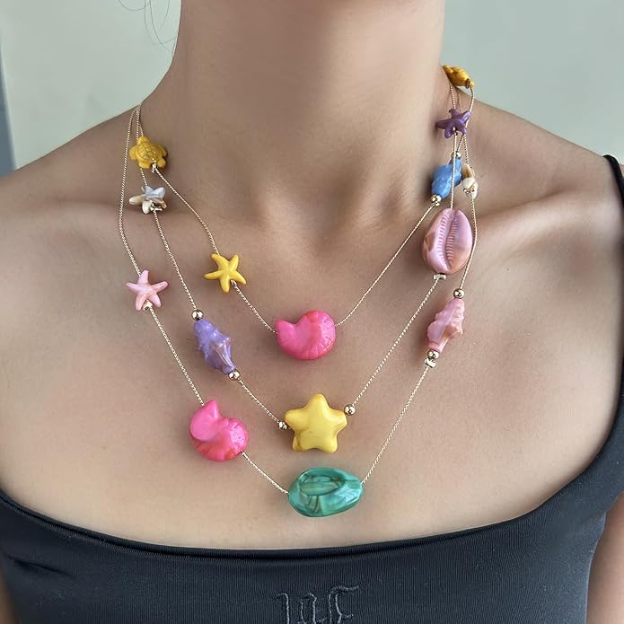 Collar con colgante de estrella de mar de moda para mujer, lindo collar