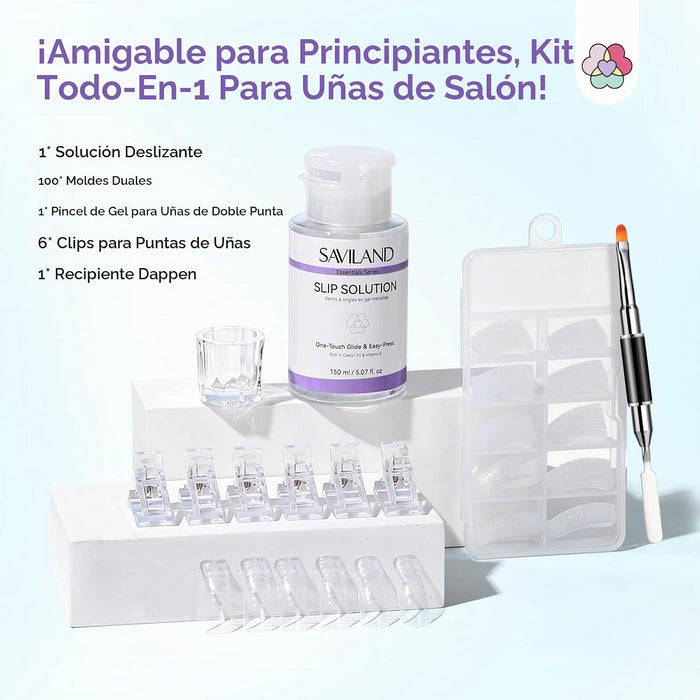 SAVILAND kit de uñas todo en 1 con cepillo de uñas de doble extremo