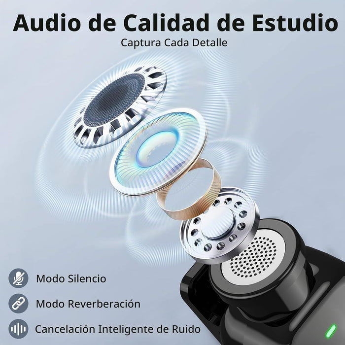 HEHOTTC Mini micrófonos Lavalier inalámbricos para iPhone 15/16/17 y Android, batería de 30 horas de duración con estuche de carga
