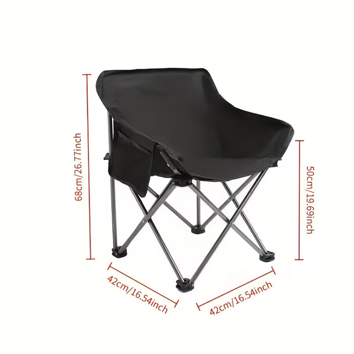 Silla de camping plegable negra para exteriores, hecha con tela Oxford gruesa