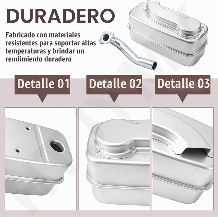 Silenciador con tubo de escape y junta para tractores de césped JD AM138423