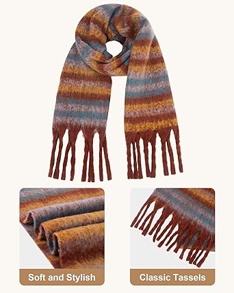 Bufanda de invierno Darller para mujer, de cuadros gruesa