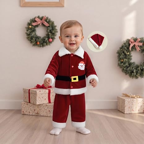 Conjunto de ropa de Papá Noel para bebés y niños pequeños