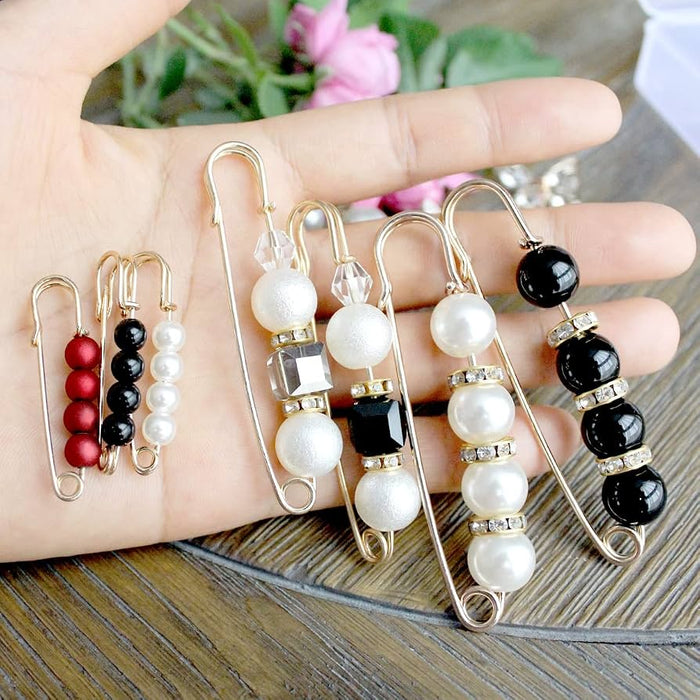 Shein 10 unidades de broches de chal de suéter de perlas falsas de diseños aleatorios