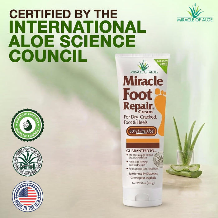 Miracle Foot Repair Cream, 8 onzas repara talones y pies agrietados secos