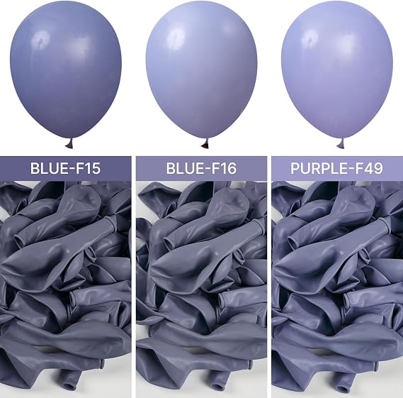 Globos PartyWoo azul empolvado, 140 unidades, diferentes tamaños, paquete de 18, 12, 10, 5 pulgadas, estilo bohemio