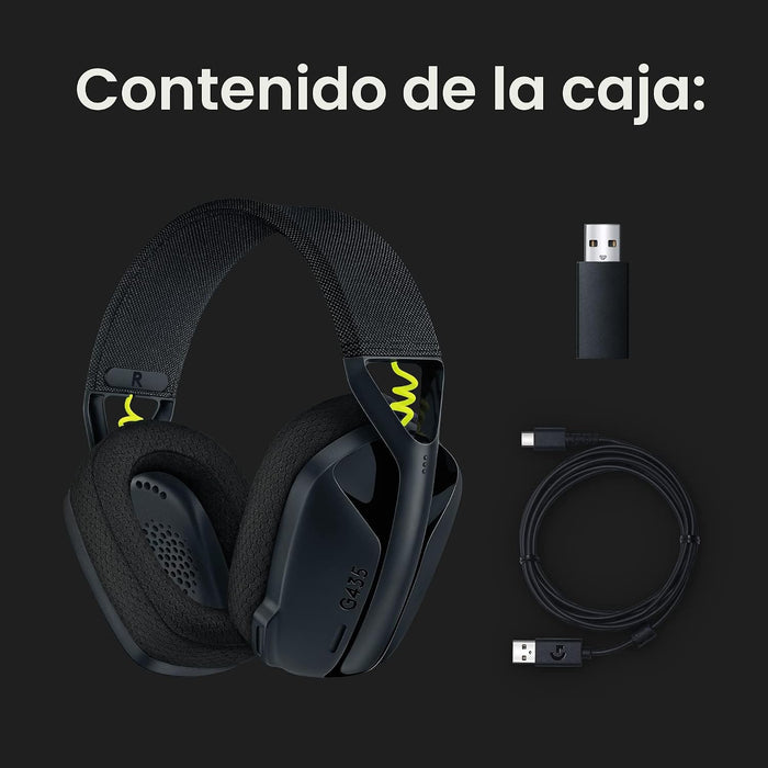 Logitech G Auriculares inalámbricos para juegos 435 Lightspeed Negro