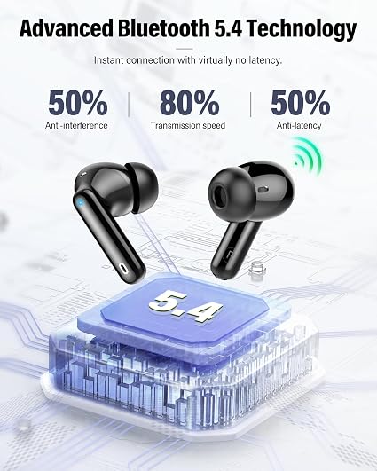 Auriculares inalámbricos Bluetooth 5.4 con graves estéreo