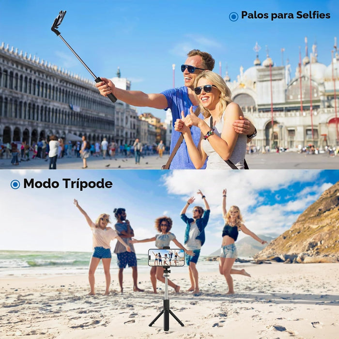 Trípode para selfie retráctil con control remoto inalámbrico para fotografía