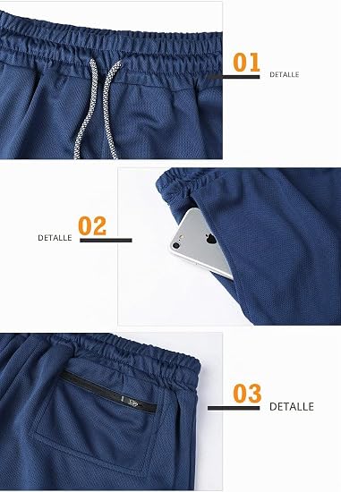 Surenow Paquete de 3 pantalones cortos deportivos para hombre, de secado rápido, ligeros