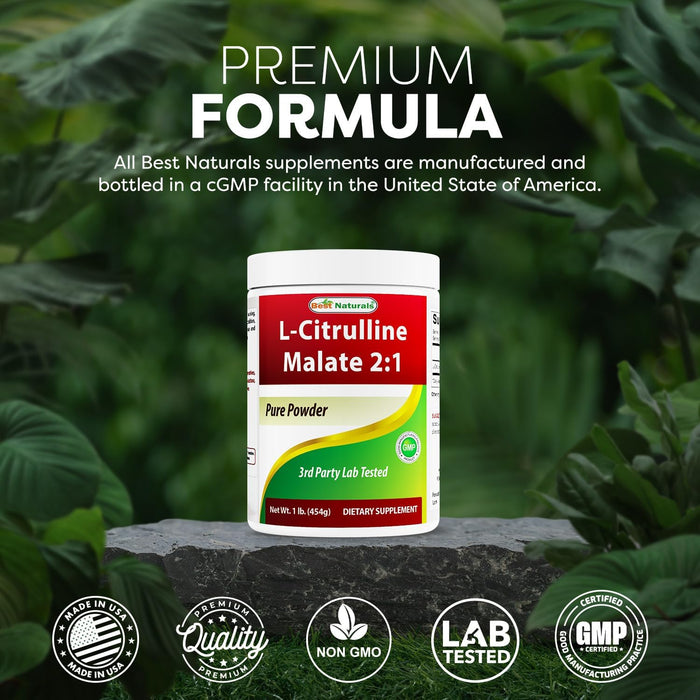 Best Naturals L-Citrulina Malato 2:1 en Polvo 1 Lb