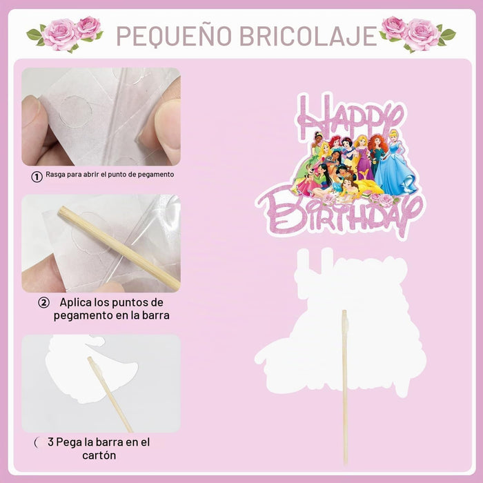 11 Piezas de decoraciones para pastel de princesas de disney