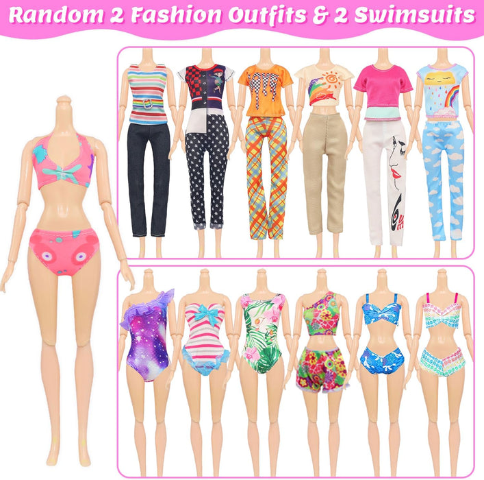 Conjunto de ropa y accesorios para muñecas Ecore Fun de 101 piezas para muñecas de 29 cm