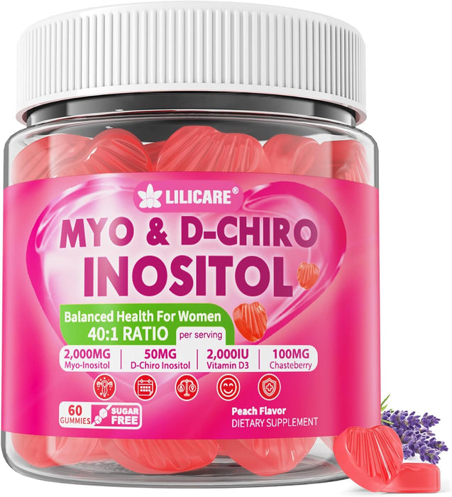 Gomitas de inositol para mujer + Chasteberry, Myo-Inositol y D-Chiro Inositol 2000mg