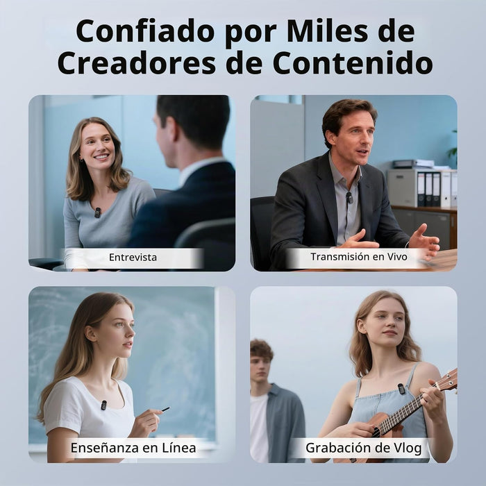 HEHOTTC Mini micrófonos Lavalier inalámbricos para iPhone 15/16/17 y Android, batería de 30 horas de duración con estuche de carga
