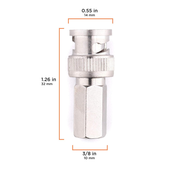 THE CIMPLE CO RG59 Conector de cable coaxial, atornillado (torsión) Paquete de 10