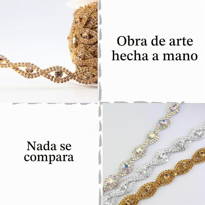 Cadena de Adorno de Diamantes de Imitación de 1 Yarda Dorado