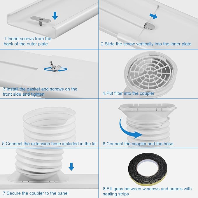 Ninonly Kit de ventilación de ventana de aire acondicionado portátil de 5.9