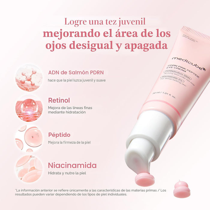 medicube Suero de Ojos con Péptidos Rosa de ADN de Salmón PDRN con Niacinamida y Retinol