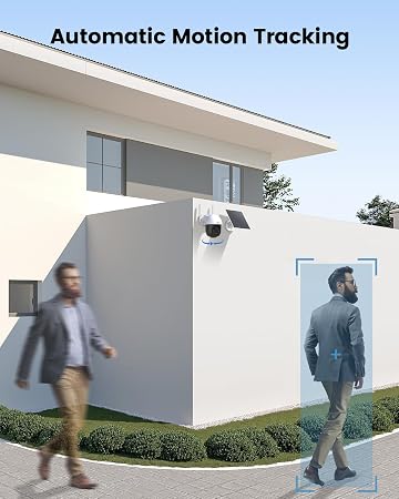 Cámara de seguridad solar DEKCO para exteriores, inalámbrica, 2K real, panorámica PTZ