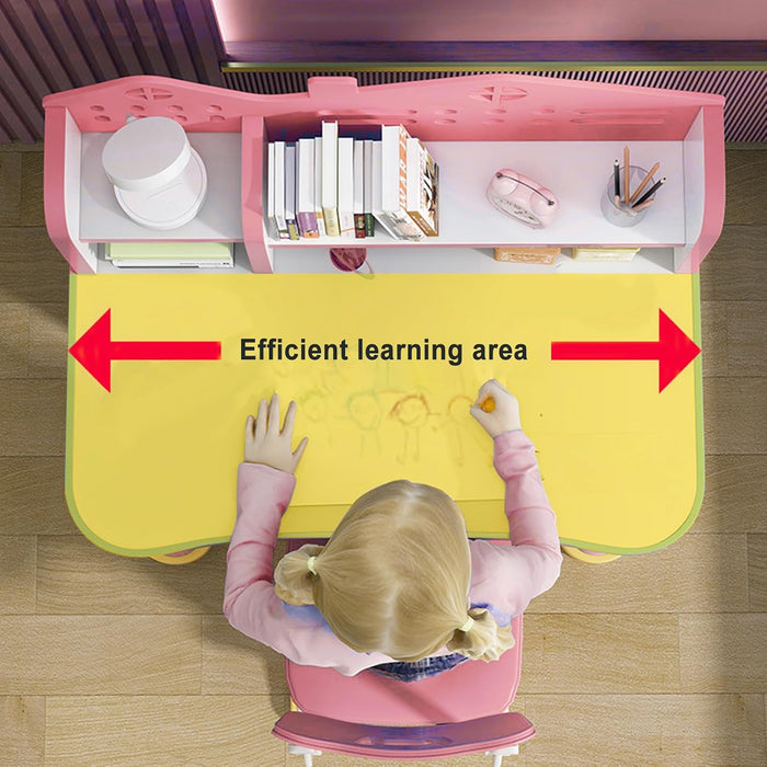 Escritorio para niños, conjunto de escritorio y silla para niños con altura ajustable para niñas