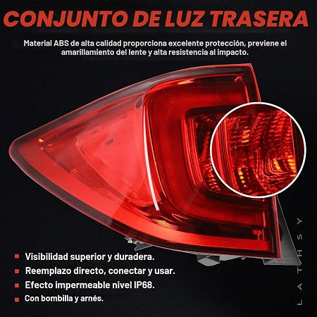 Luz trasera compatible con Honda Pilot 2016 2017 2018