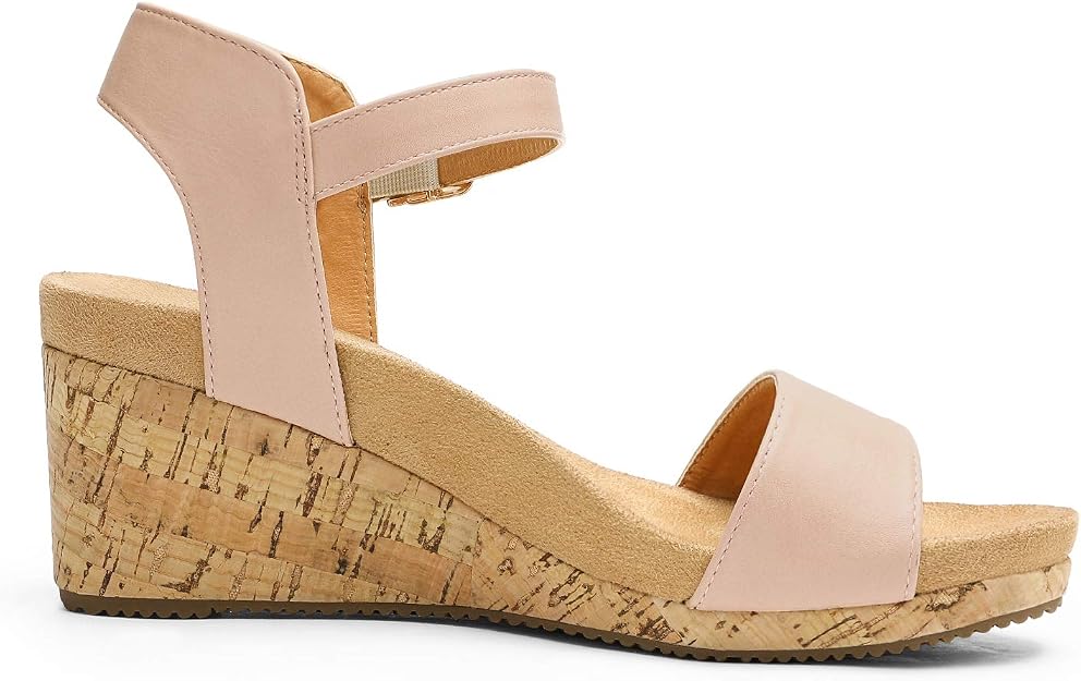 DREAM PAIRS Sandalias de cuña con plataforma y hebilla