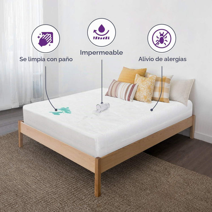 BLISSFORD Protector de colchón de plástico con cremallera, impermeable, resistente y silenciosa