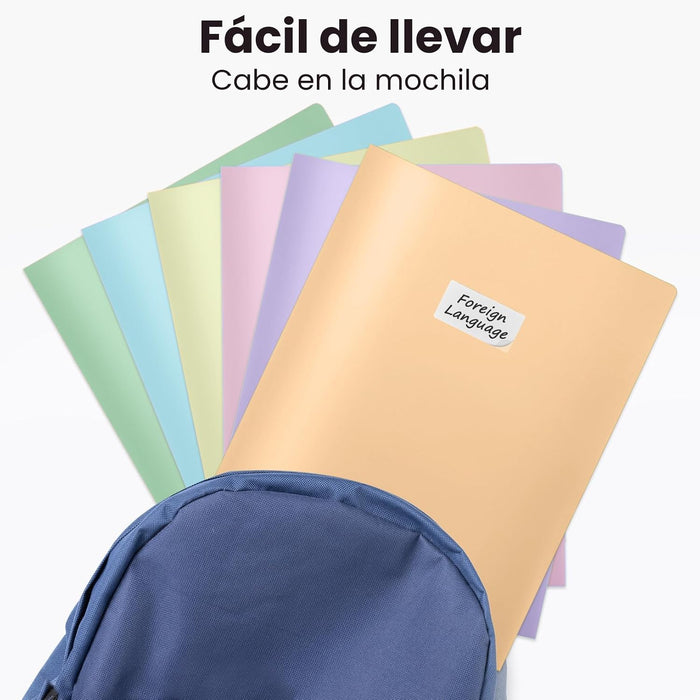 Sooez Paquete de 6 carpetas con bolsillos, colores pastel, carpetas de bolsillo resistentes