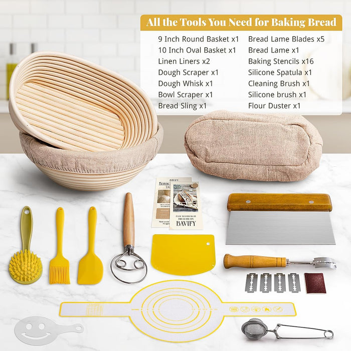 Kit de iniciación de masa madre, juego de cestas para fermentar pan