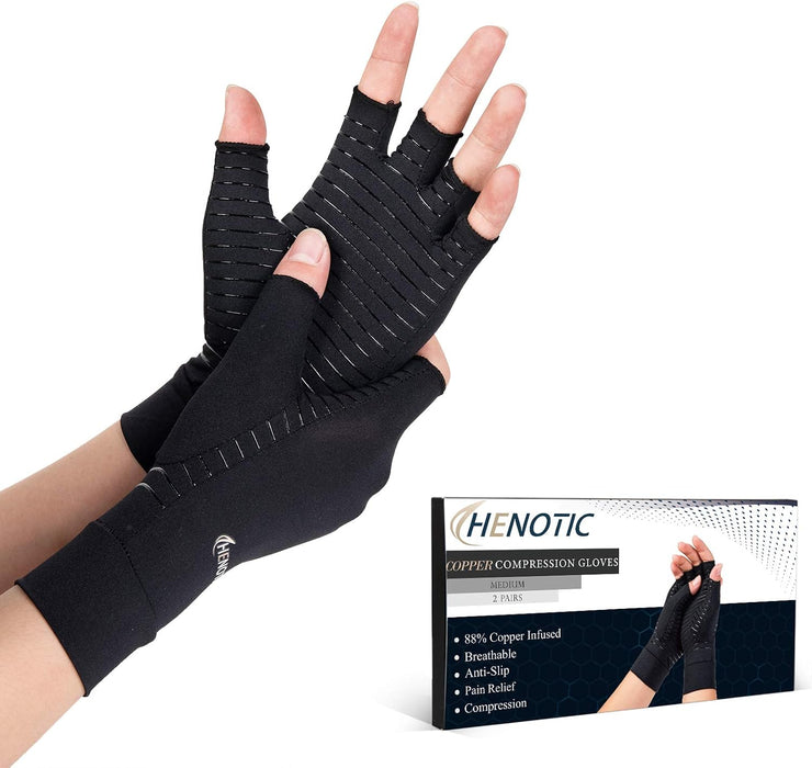 2 pares de guantes de cobre para la artritis para mujeres y hombres