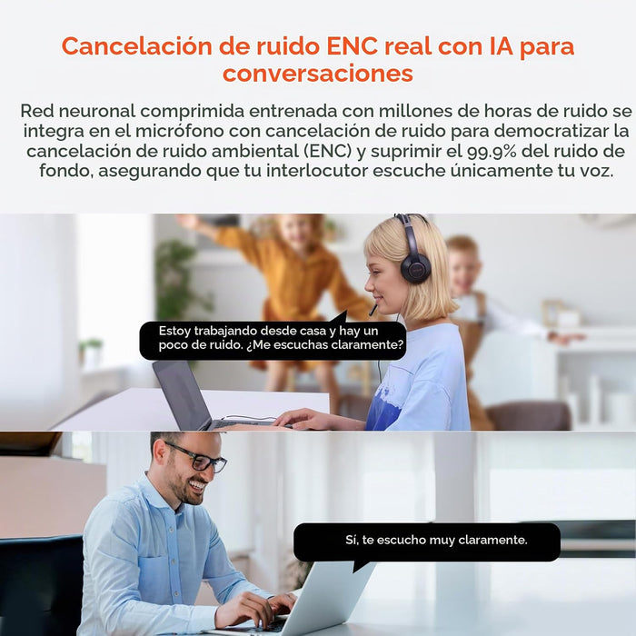 NUROUM HP11SU - Auriculares USB con micrófono para PC, auriculares de una sola oreja con micrófono ENC
