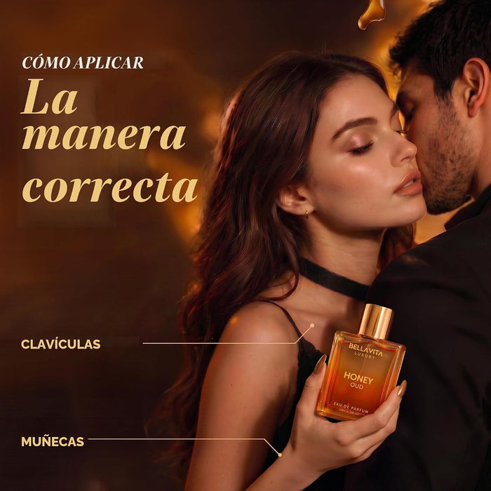 BellaVita Luxury Honey Oud Eau de Parfum (3.4 onzas líquidas) Pachulí, vainilla, bergamota, floral y picante