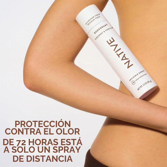 Native Spray corporal sin aluminio, aroma a coco y vainilla, 3.5 onzas