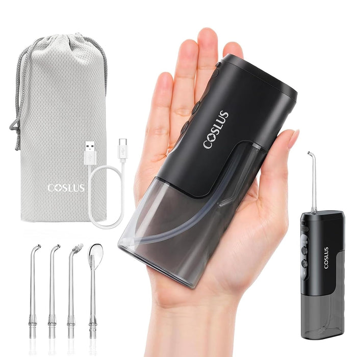 COSLUS T40 Irrigador bucal mini para viajes, diseño compacto y portátil, negro