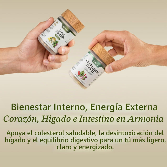 Snap Supplements Paquete de suplementos para la salud del hígado y el colesterol, 60 Capsulas