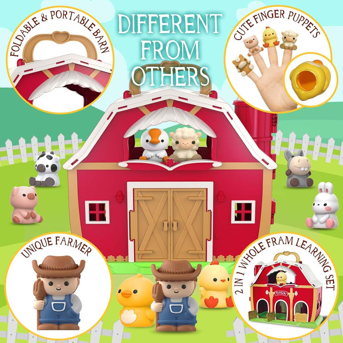 SpringFlower Juguetes Educativos Montessori de Granero Grande con Animales de Granja para niños